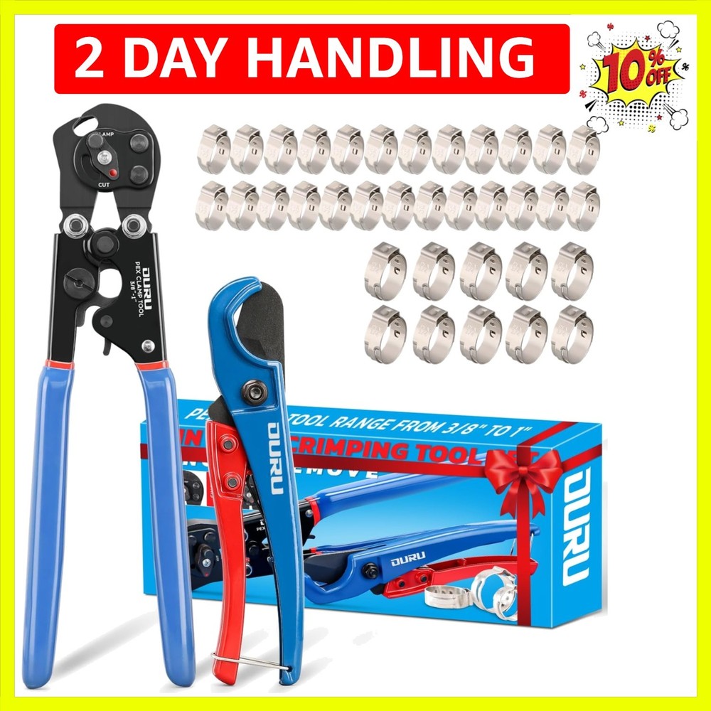 2-in-1 PEX Crimping & Removal Tool Kit with Clamps