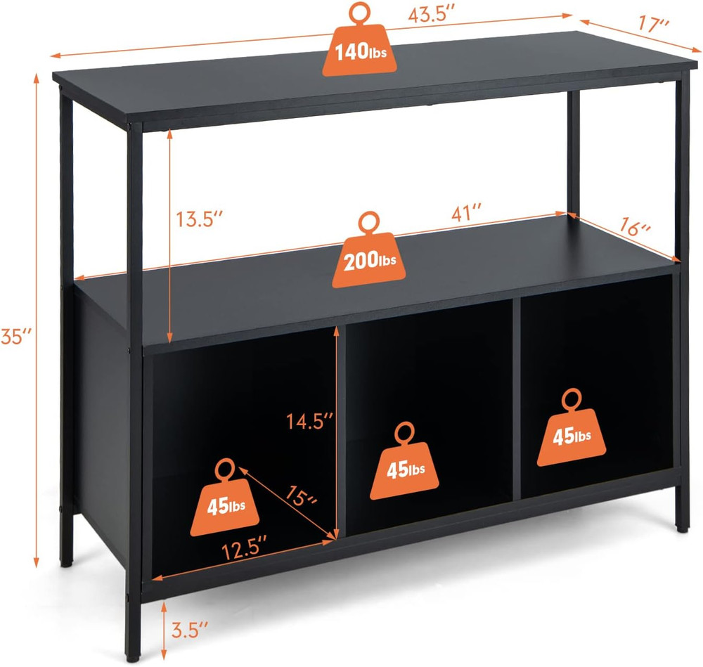 Modern Black Buffet Sideboard with Spacious Countertop & Storage Cabinet