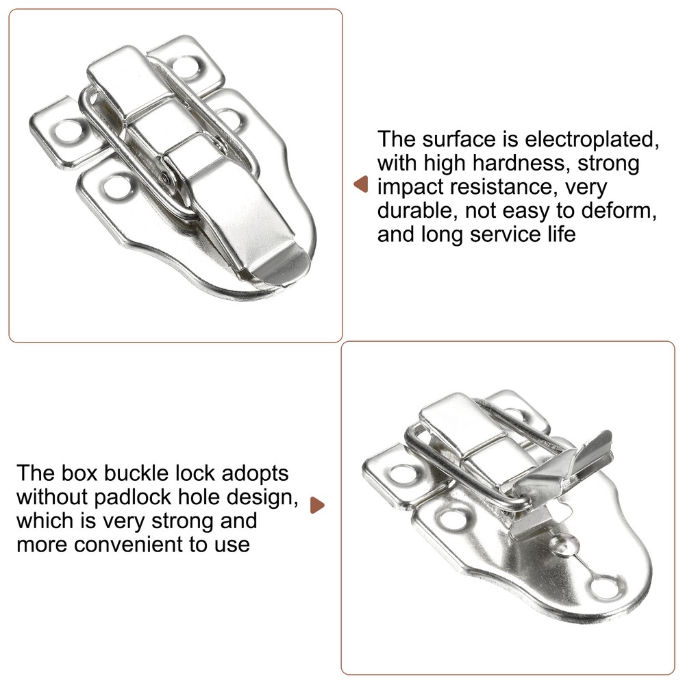 2 Pcs Duck-billed Hasp Lock, Retro Box Toggle Latch without Padlock Hole, Silver