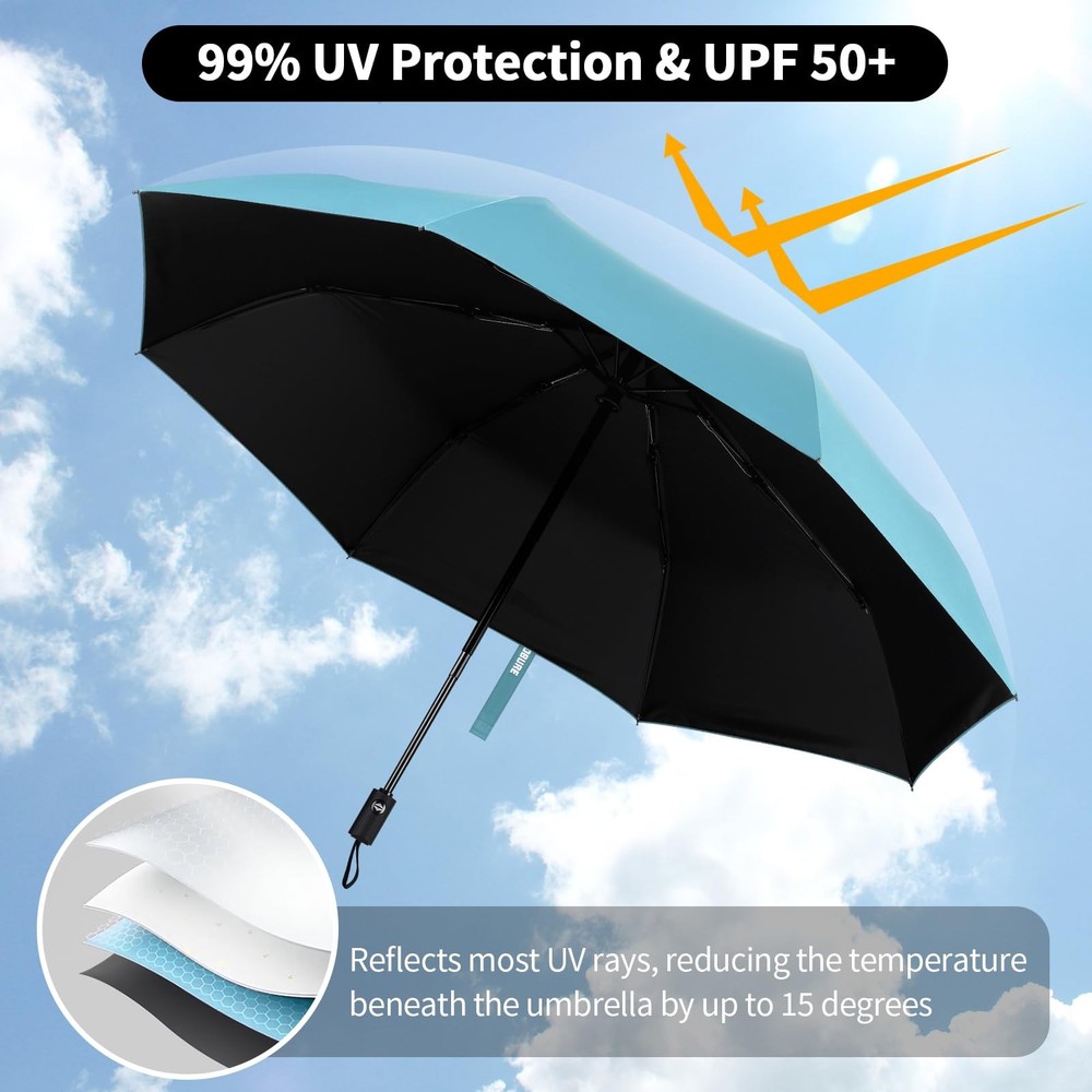 Travel Umbrella Windproof Compact Automatic Wind Resistant Folding Lightweight