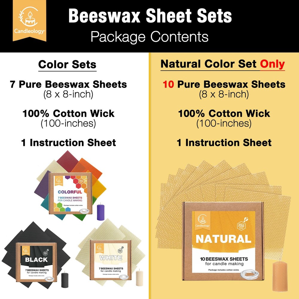 Natural Beeswax Sheets for Candle Making - DIY Beeswax Candle Rolling Kit for...