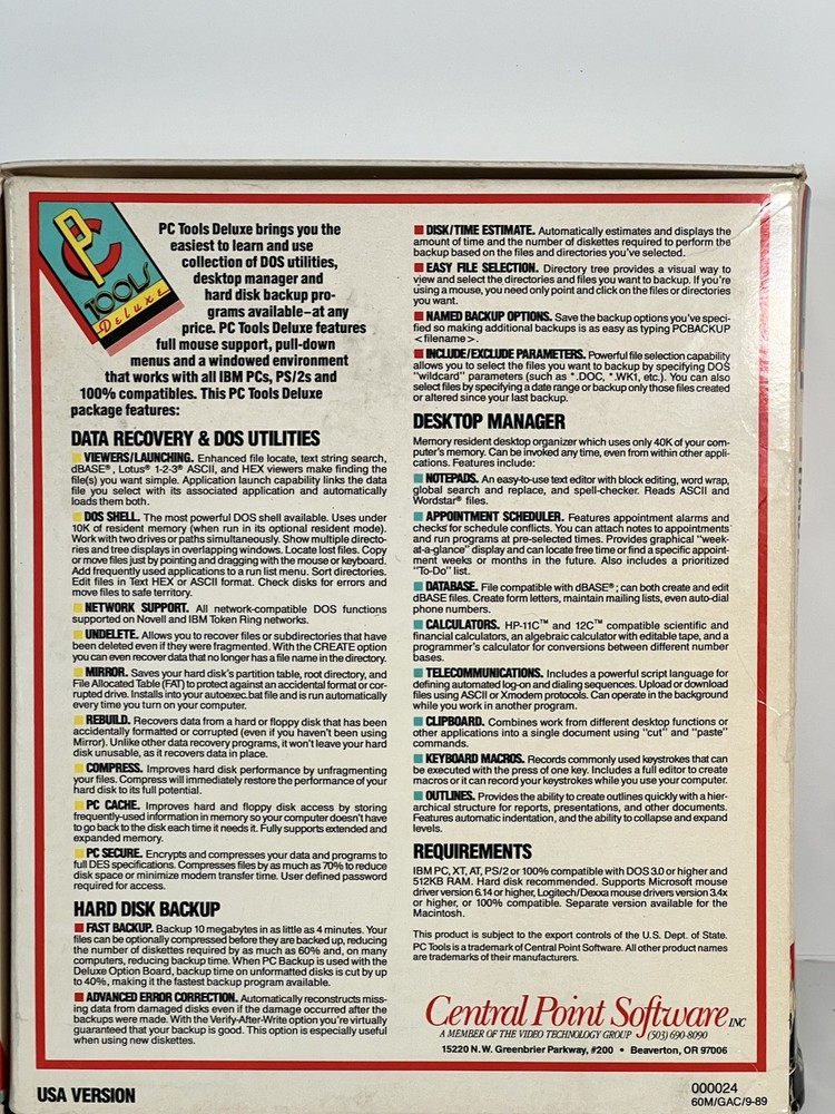 Central Point PC Tools Deluxe V5.5 Complete Set