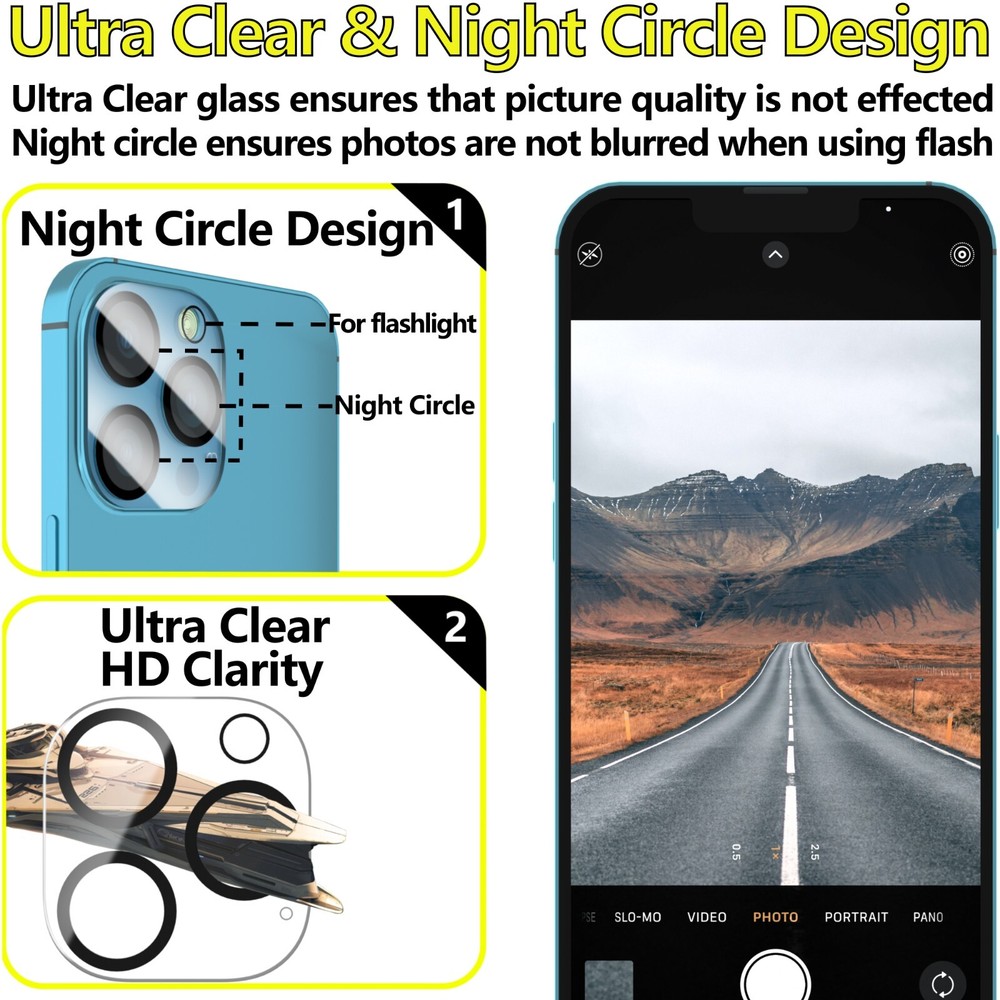 Case with Lens & Screen Protector for iPhone 14 13 12 11 Pro Max Mini Plus Case