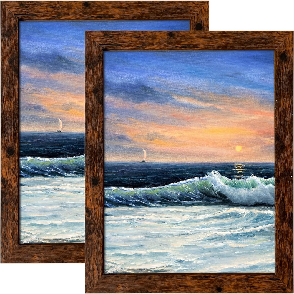 8X10 Picture Frame Dark Brown for Wall Mounting or Tabletop Display, 2 Pack