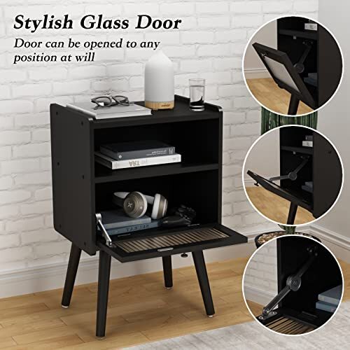 Mid Century Modern Nightstand, Side Table with Storage, Bedside Tables with