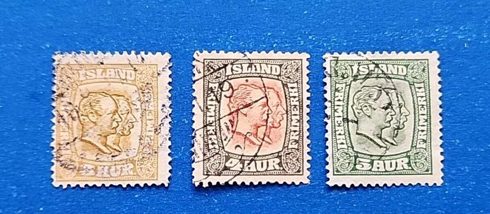 Iceland Stamps, Scott 100-102 . Short Set Used