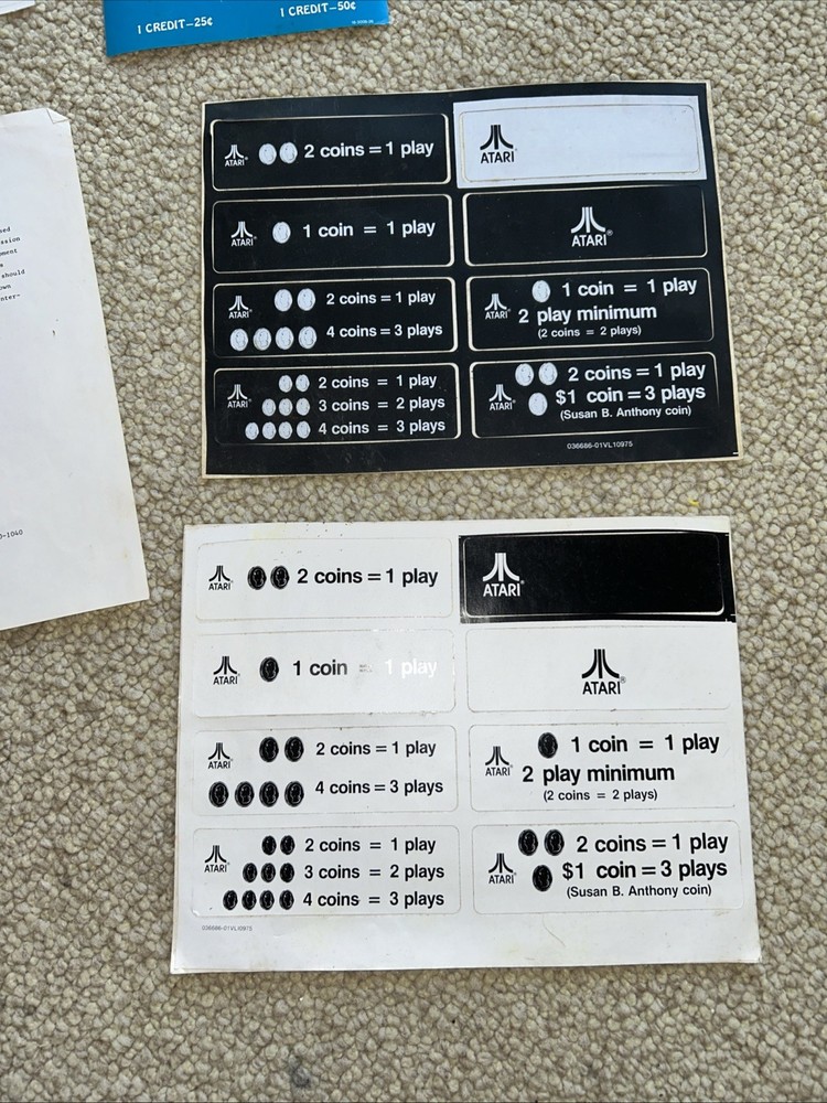 Original ATARI Decals Paperwork Maintenance Service Manual Arcade Video Game