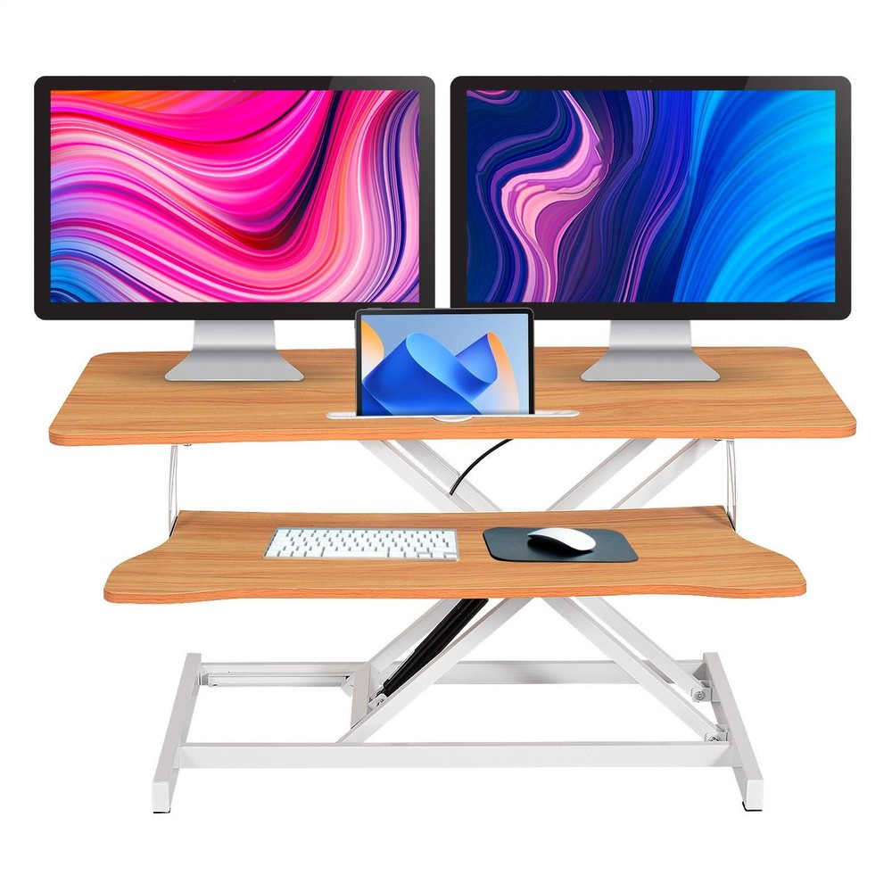 37 Sit-Stand Desk Riser Adjustable Converter Rustic