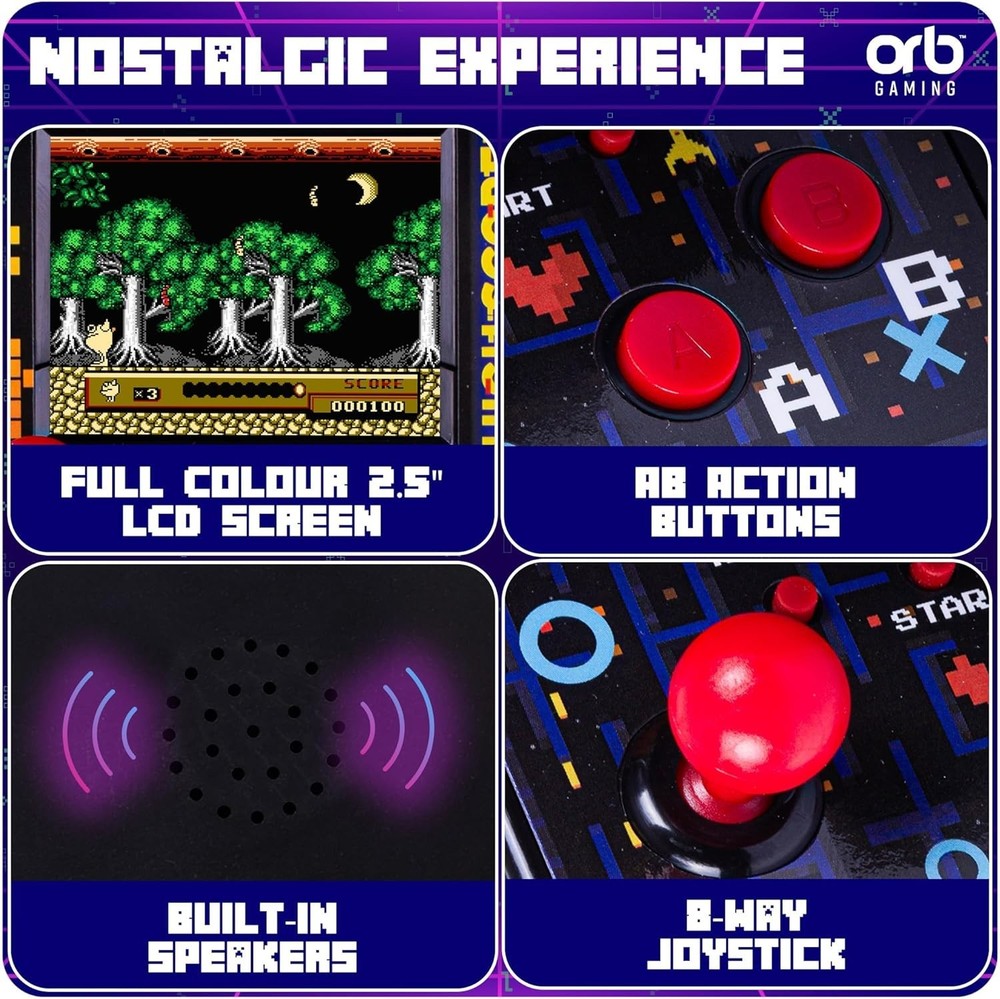 Classic Mini Arcade Machine – 300 Built-in Games & Authentic Joystick Control