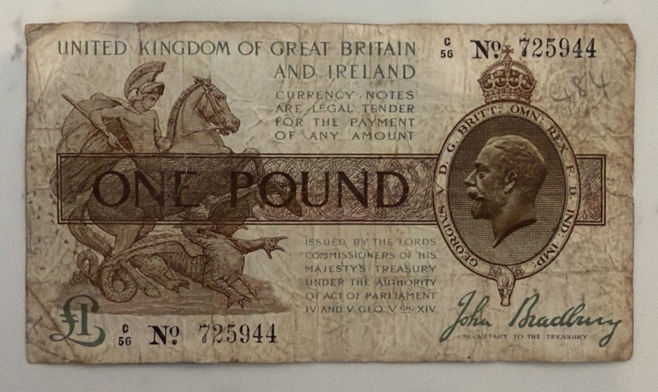 Great Britain One Pound £1 Treasury Note C 56 #725944