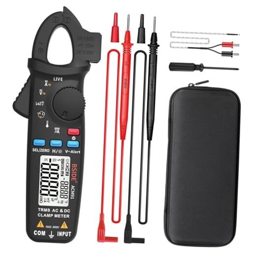 BSIDE DC Clamp Meter 1mA Current True RMS Auto-Ranging 6000 Counts Black