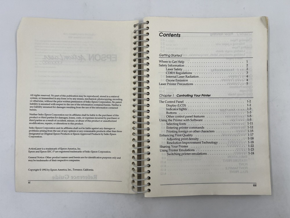 epson action printer 1000/1500 Reference Guide