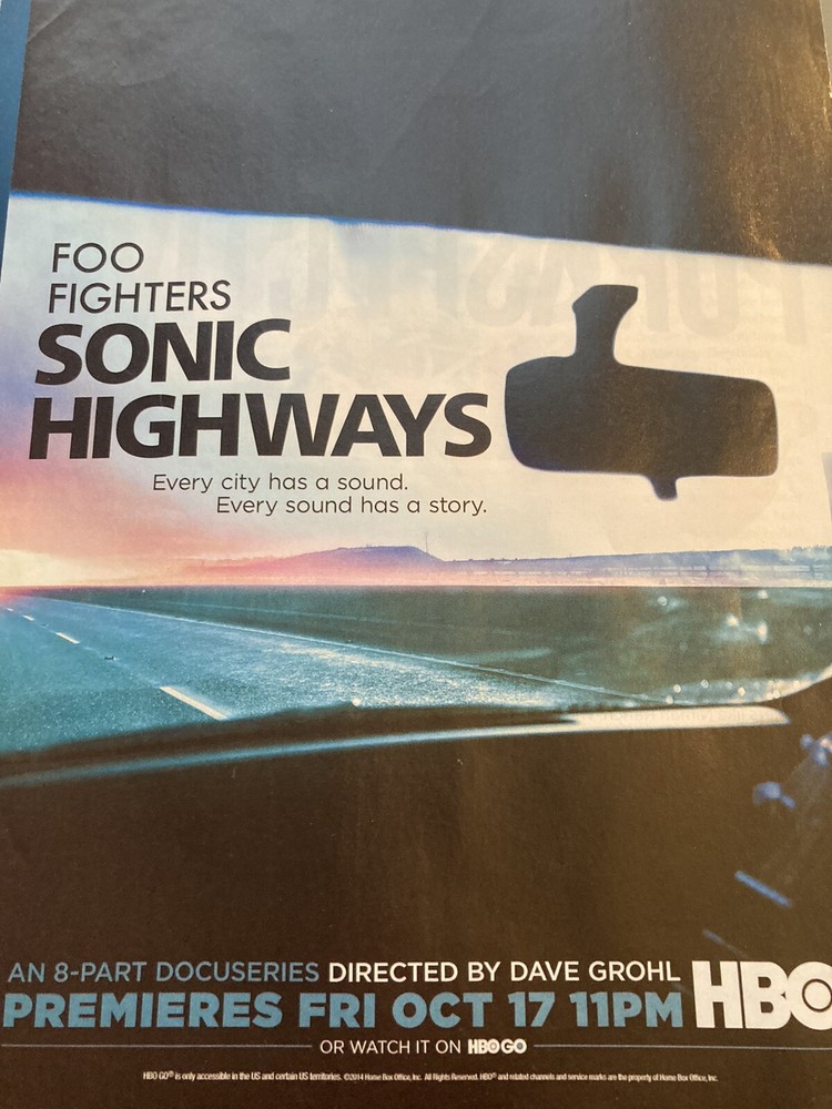 2014 Print Ad For Foo Fighters Documentary Sonic Highways directed by Dave Grohl