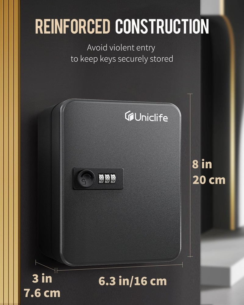 20 Position Key Cabinet with Combination Lock Resettable Black Digital Security