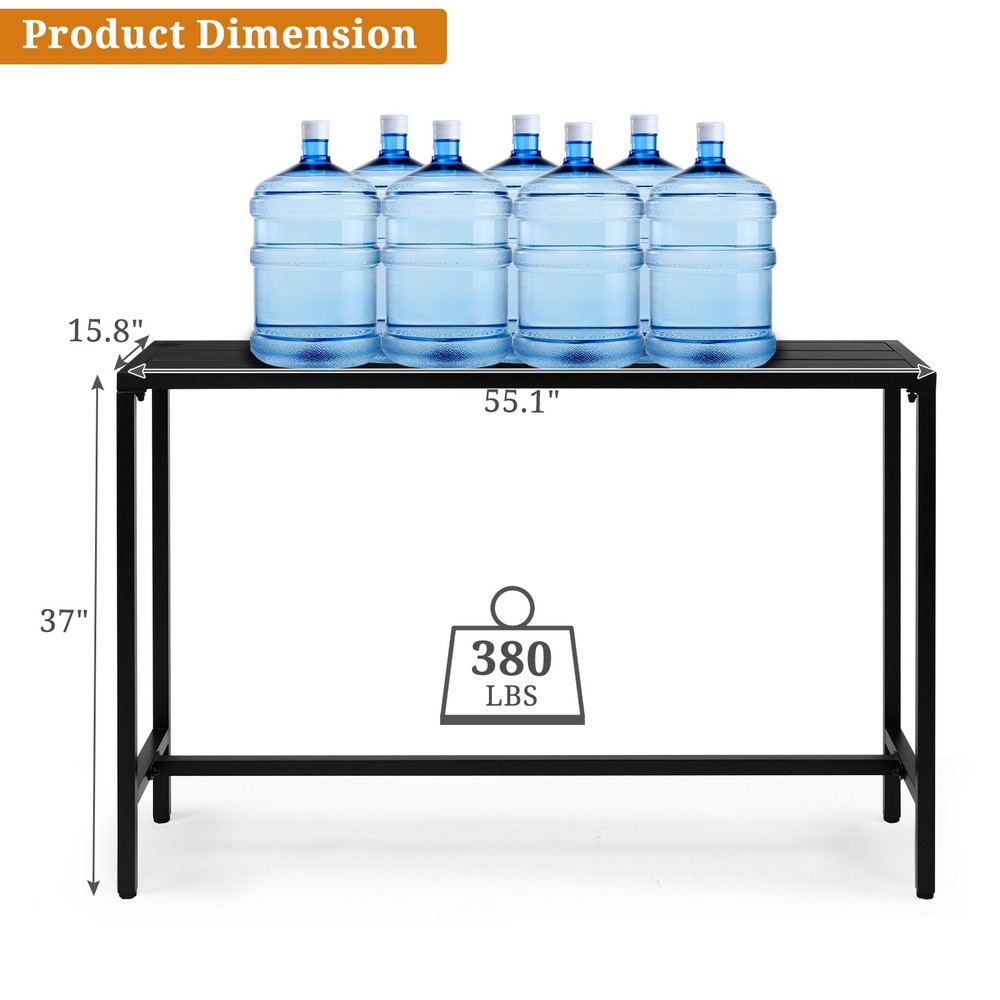 55" Outdoor Bar Table with Adjustable Feet,Rectangle Narrow Counter Height Table