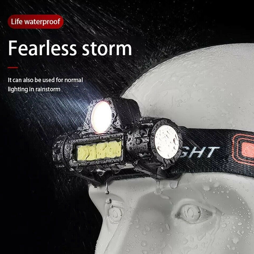 2 Pack LED Headlamp Headlight Flashlight USB Rechargeable Waterproof Head Light