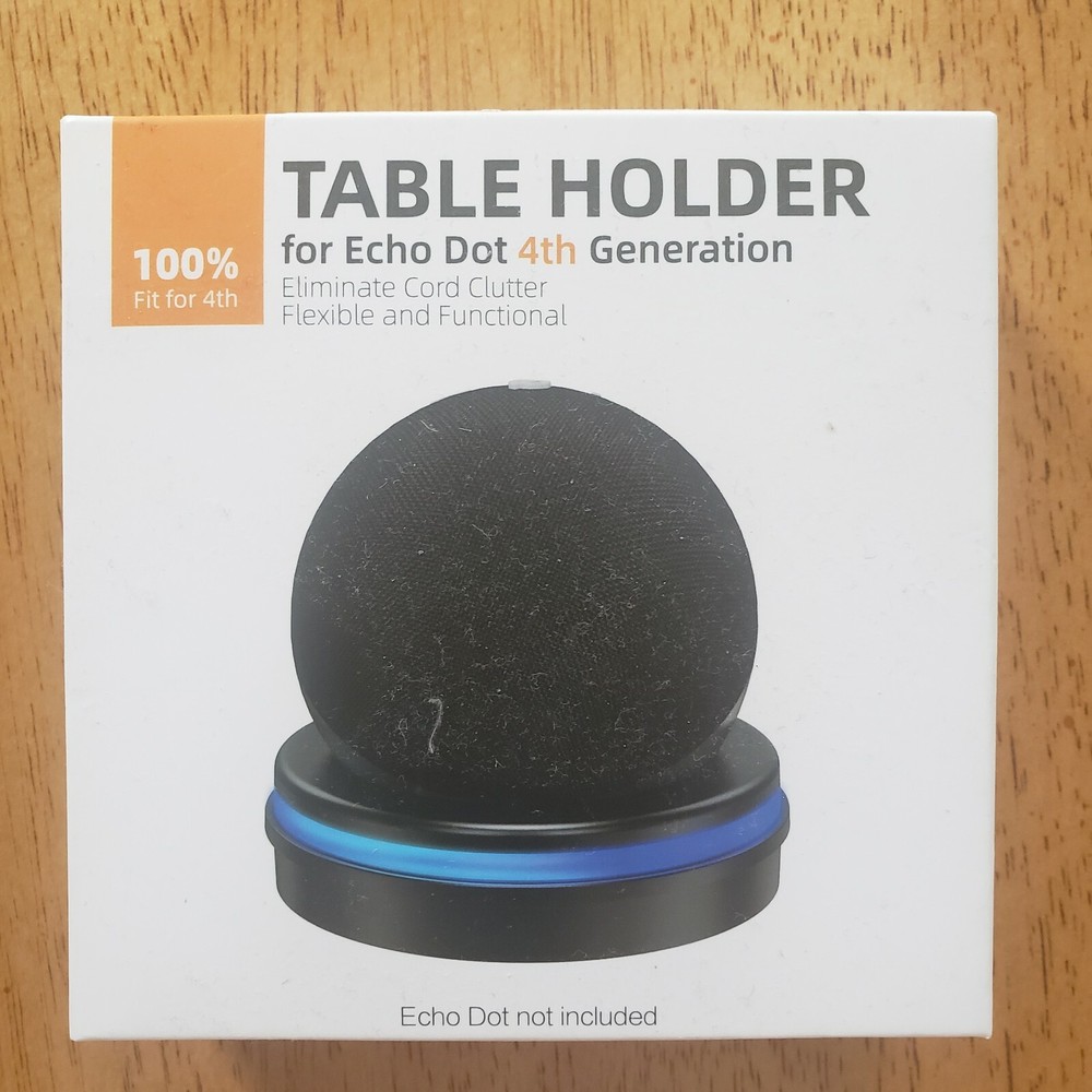Echo Dot 4th Generation Black Table Holder, Clever Desktop Stand Mount New