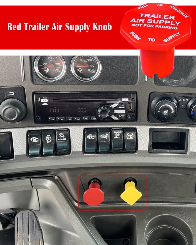 TIKSCIENCE 298818 Parking and Air Brake Knobs for Threaded Semi Yellow, Red