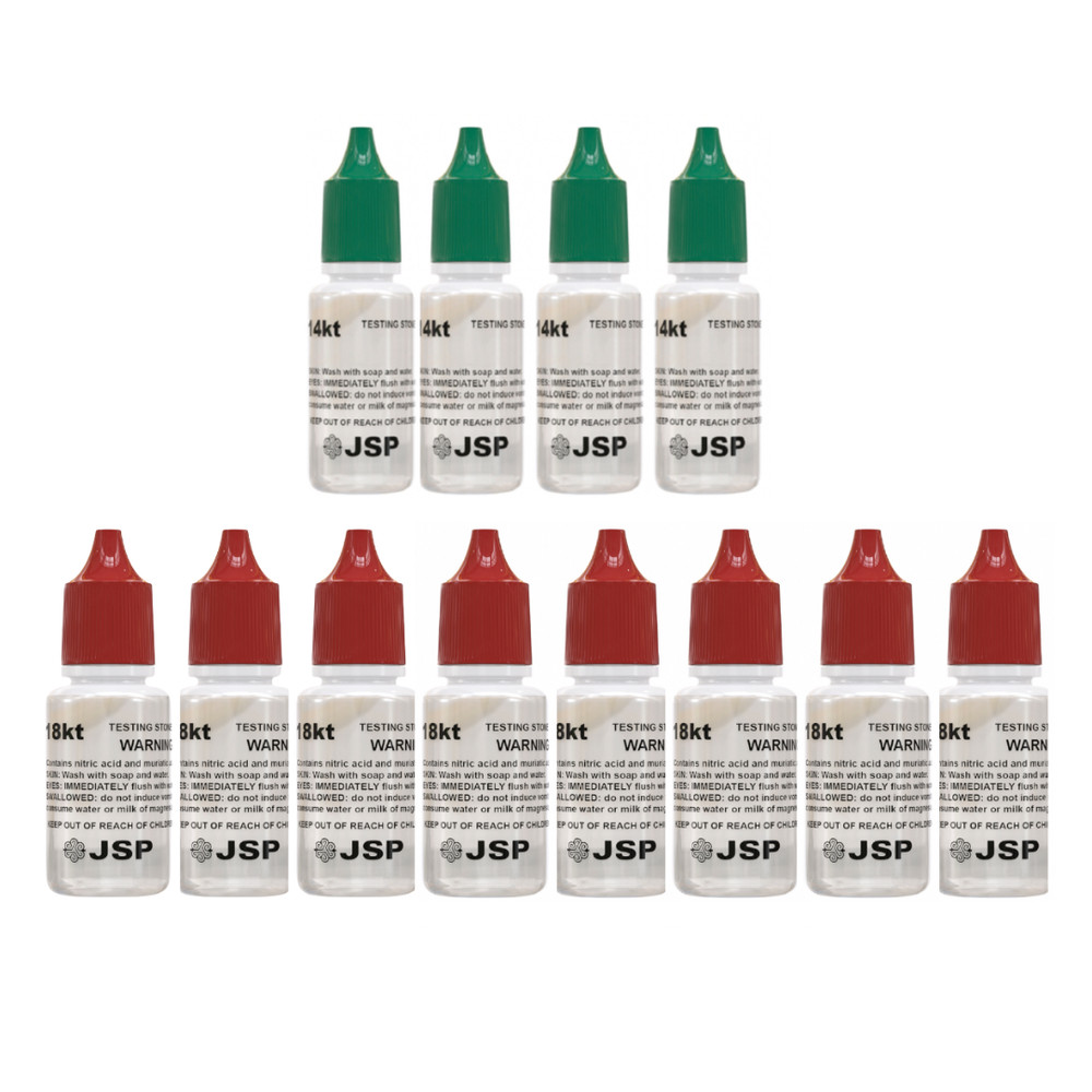 12 Bottles 18K & 14K Gold Jewelry Testing Detecting Solution Testing Acids JSP