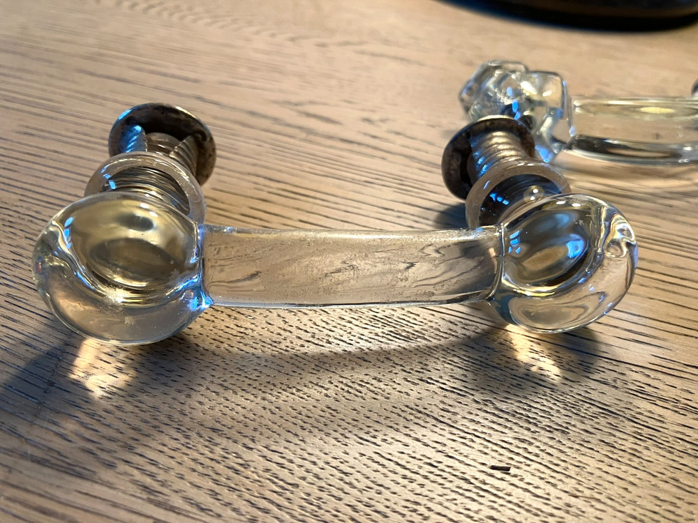 2 Vintage 3-Inch Crystal Glass Drawer Pulls