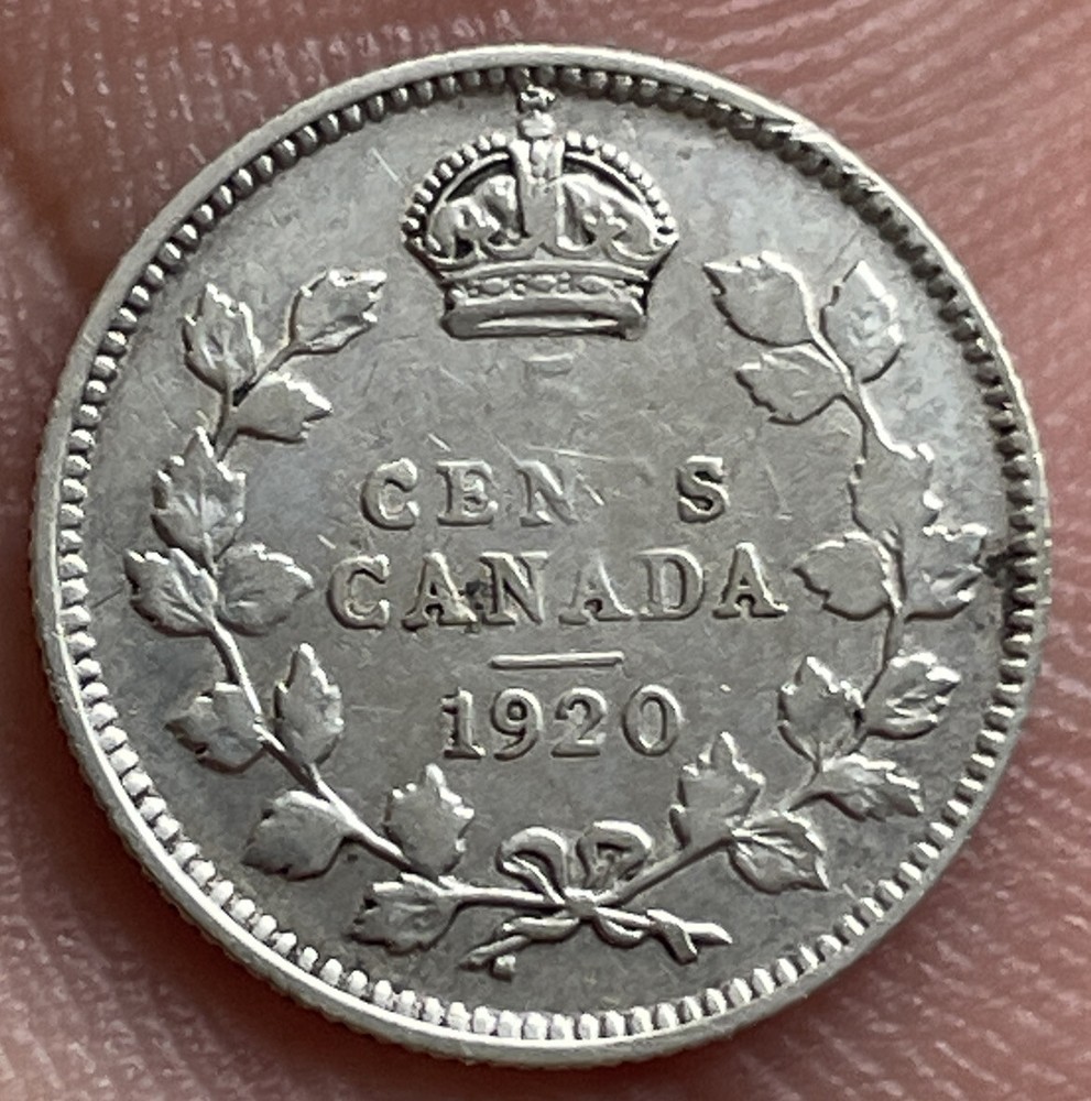 CANADA 1920 5 CENTS SILVER VERY NICE CONDITION G
