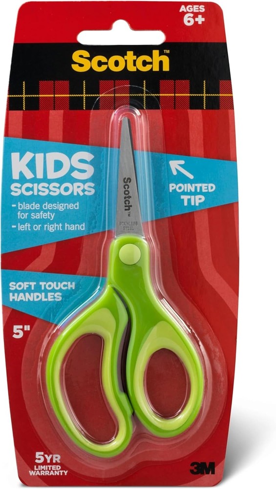 Kids Pointed Tip Scissors with Soft Touch, 5 Inches