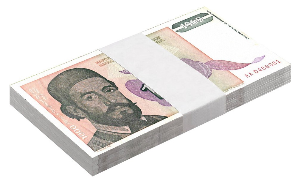 Yugoslavia 1000 Dinara, 1994, P-140, Used X 100 PCS Bundle Pack