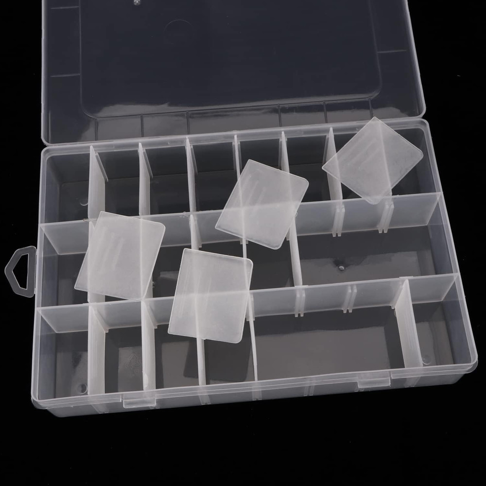 2 Pack 24 Grids Plastic Organizer Box Container Craft Storage Box, Clear