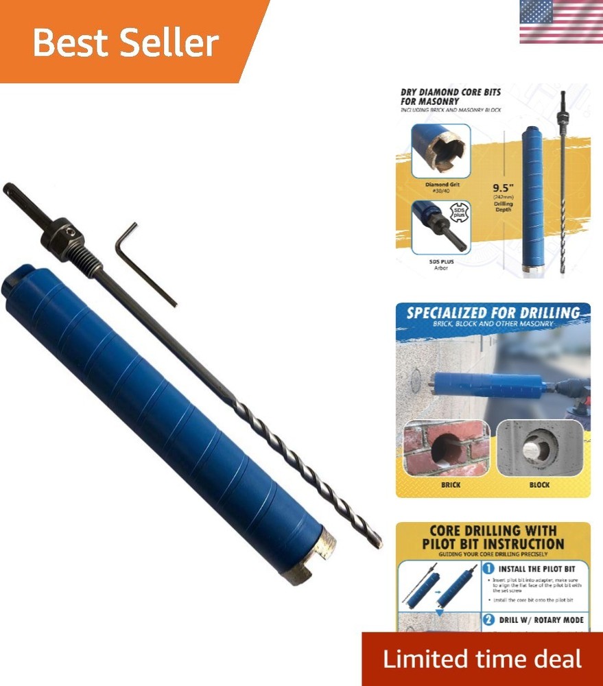 1-1/2" Diamond Core Bit for Efficient Brick Drilling - SDS Plus Adapter Included