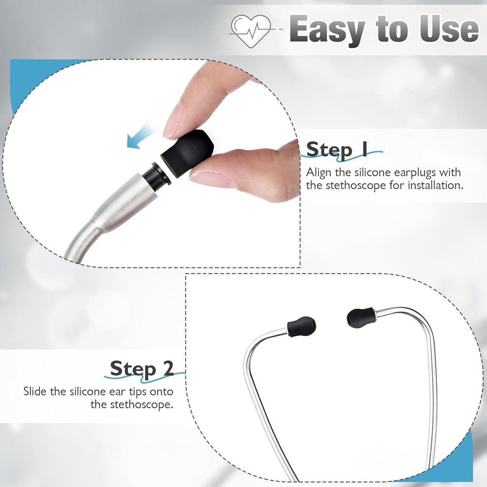 12 Pcs Digital Stethoscope Ear Tips Silicone Compatible EKO CORE 500 Echo S