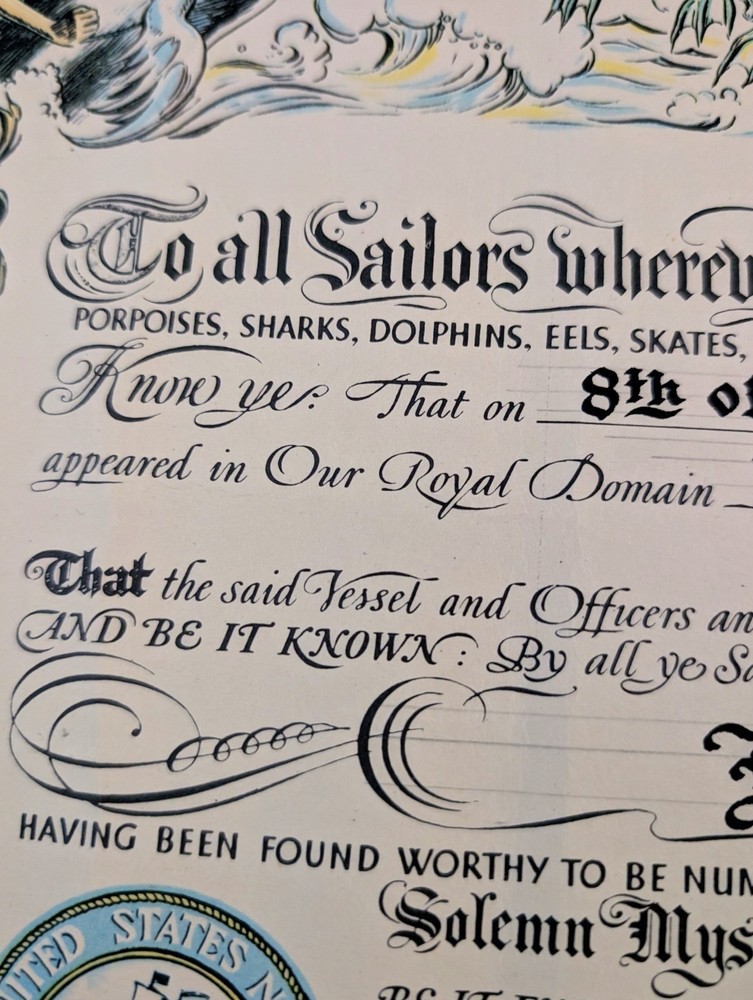 Vintage US Navy Certificate
