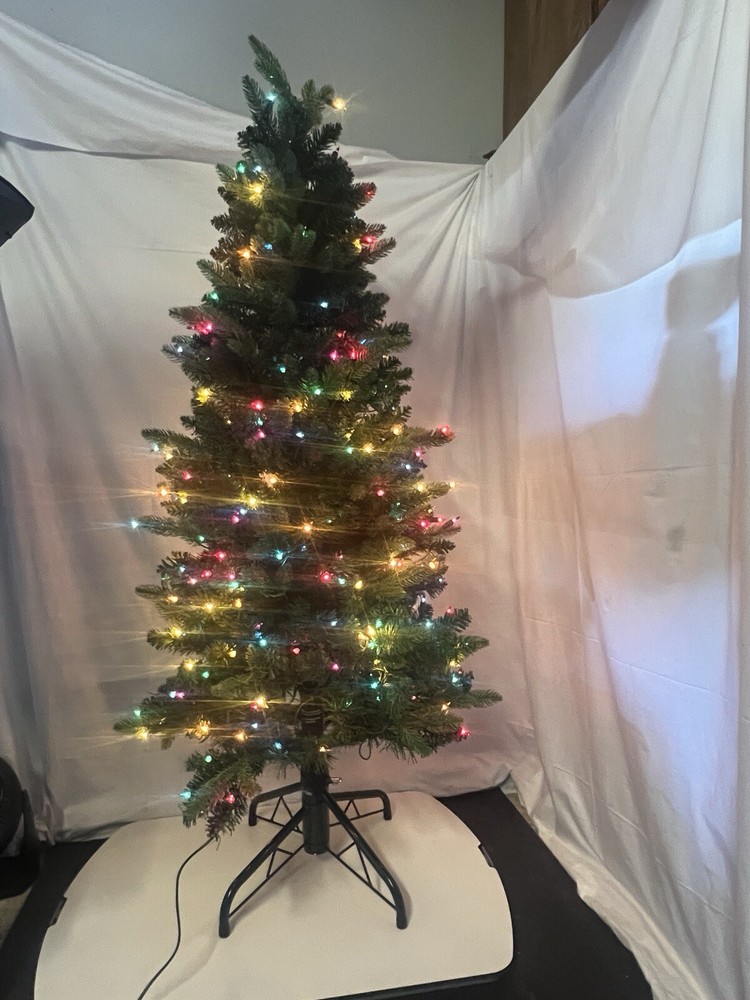 Bethlehem Lights Green Christmas Tree with Multicolored Lights - 5' Ready Shape