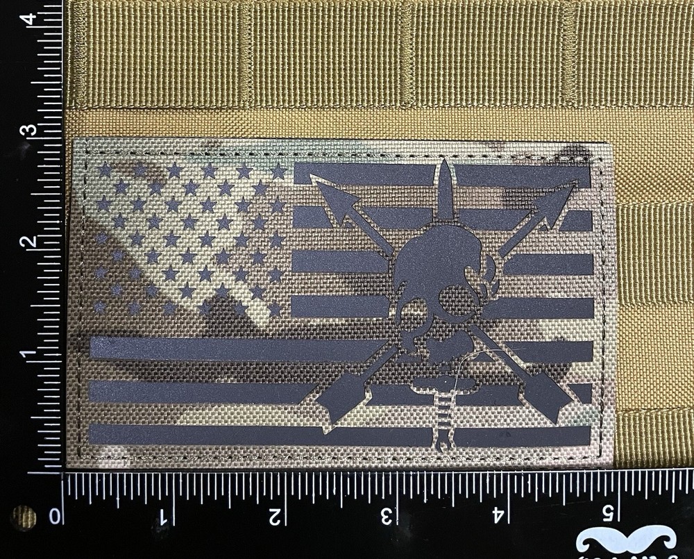 5" IR Reflective USA Special Forces Flag Skull CT CIF Tactical Hook Loop Patch