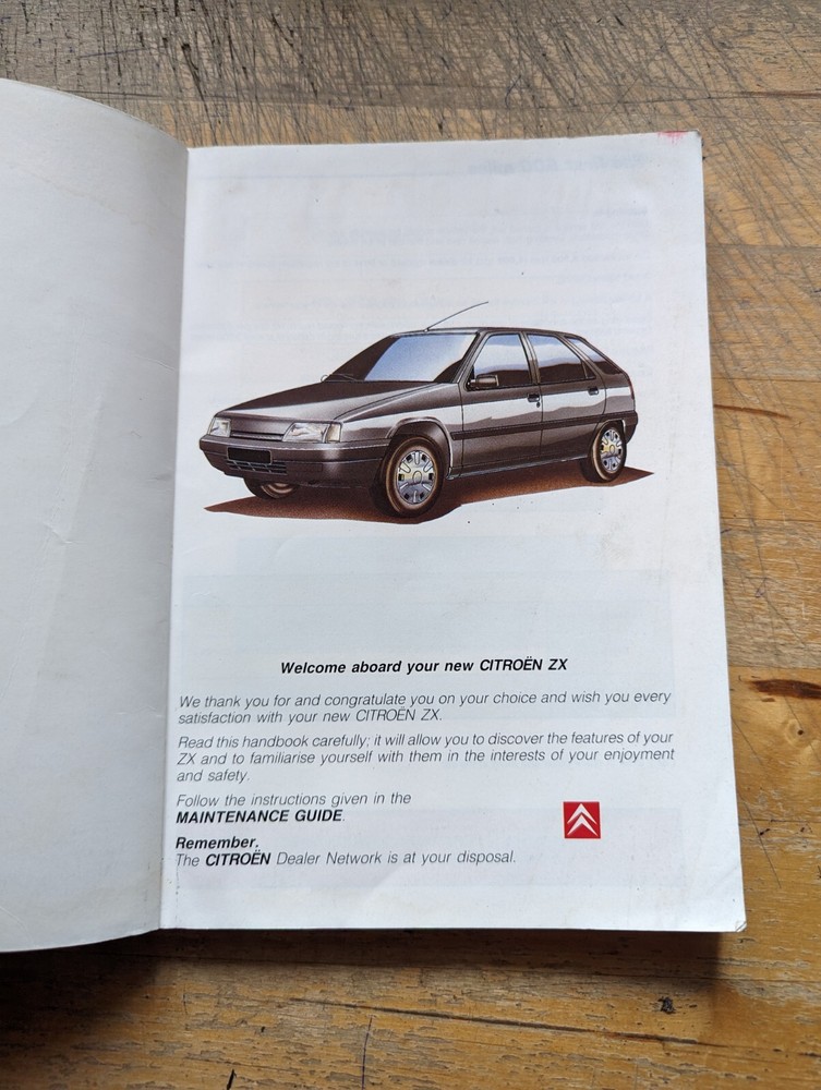 c.1991 Citroen ZX Owners Handbook