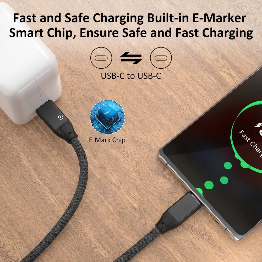 UseBean USB C to C Cable 15FT 2Pack, Long C 3.2 15FT(2PACK), Black