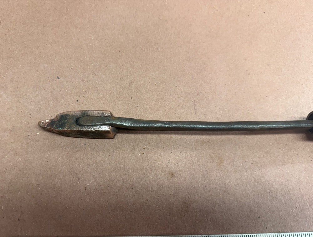 Vintage Copper Tip Soldering Iron Primitive Hand Tool Wood Handle