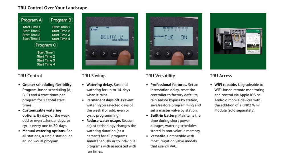 Rain Bird TRU8O Program Based Indoor/Outdoor Irrigation Sprinkler Controller