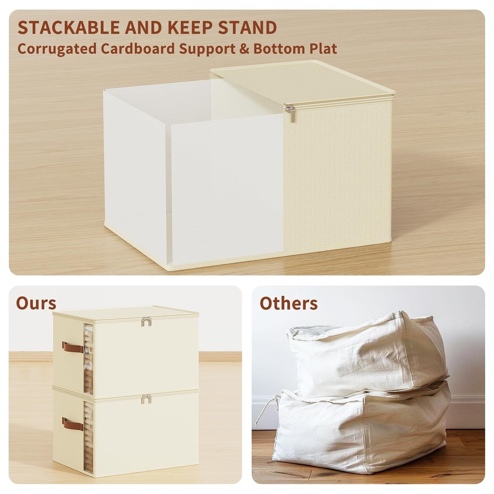 KitHero Clothes Storage Bins with Sturdy Frames, Medium x 3 Packs, White