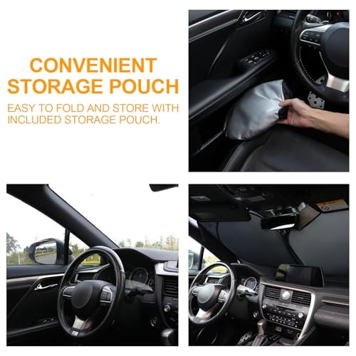 Car Sun Shade Windshield - Foldable Sun Car Window Shield 210T Coated Silver