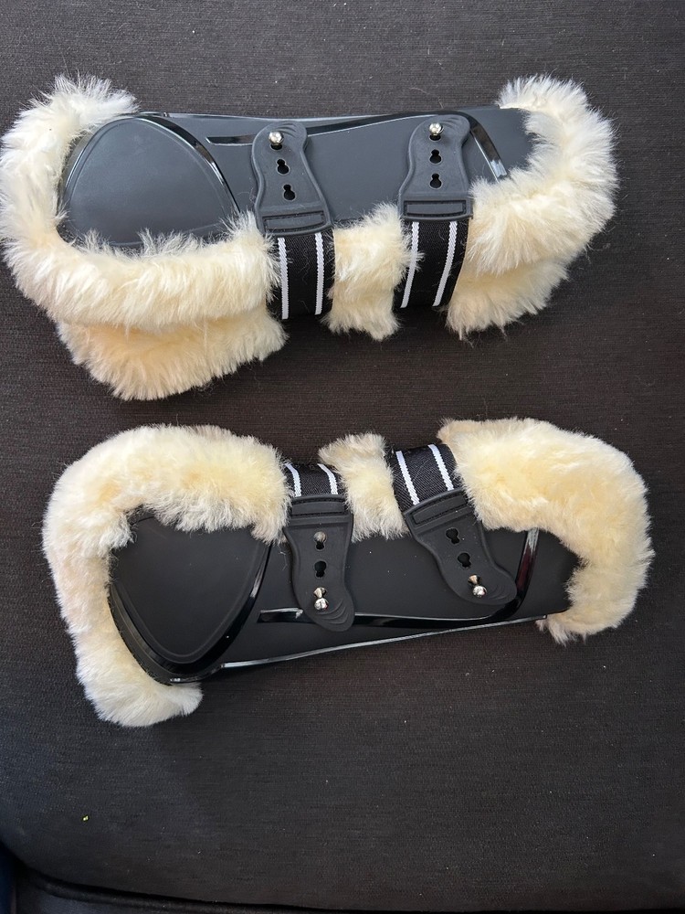 Fleece open front boots-Front and rear-large-black