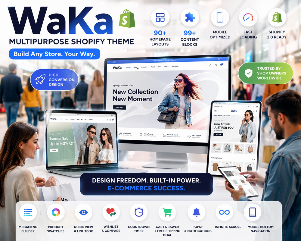 Waka - Multipurpose Shopify Theme | Responsive eCommerce | Mobile Optimized