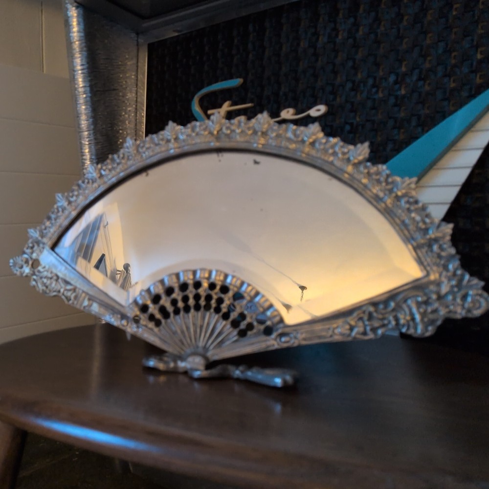 Vintage Brass Fan Mirror
