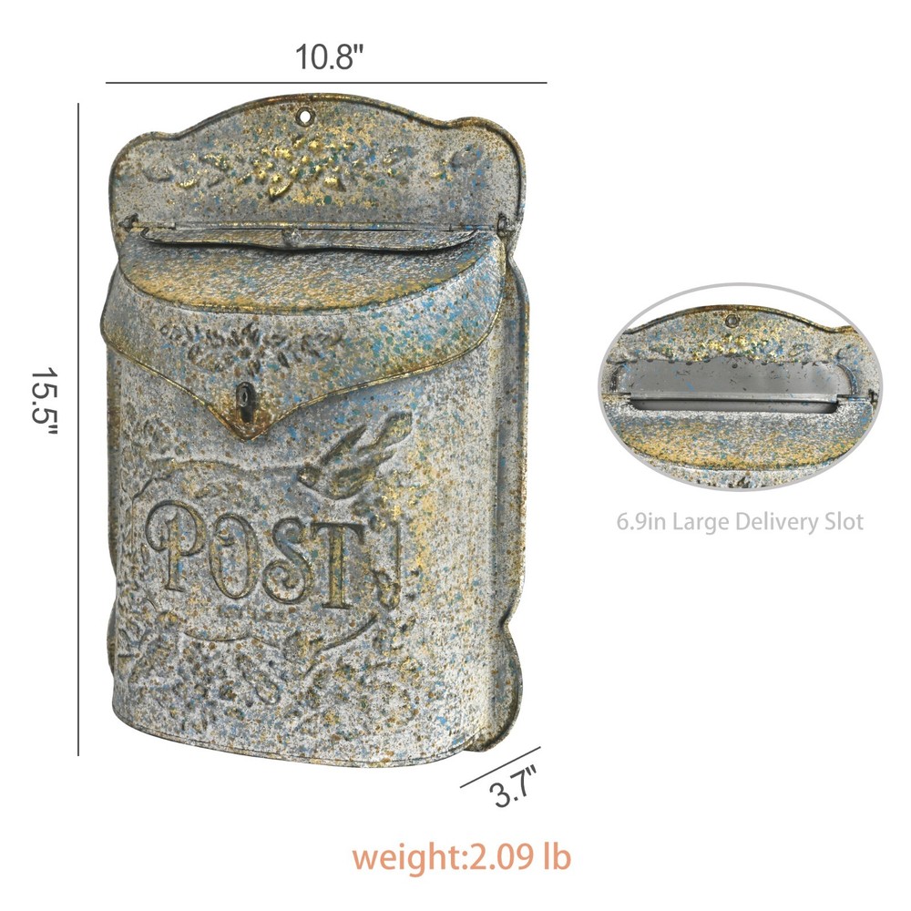 Rustic Wall Mount Mailbox for Porch Decoration, Message Box