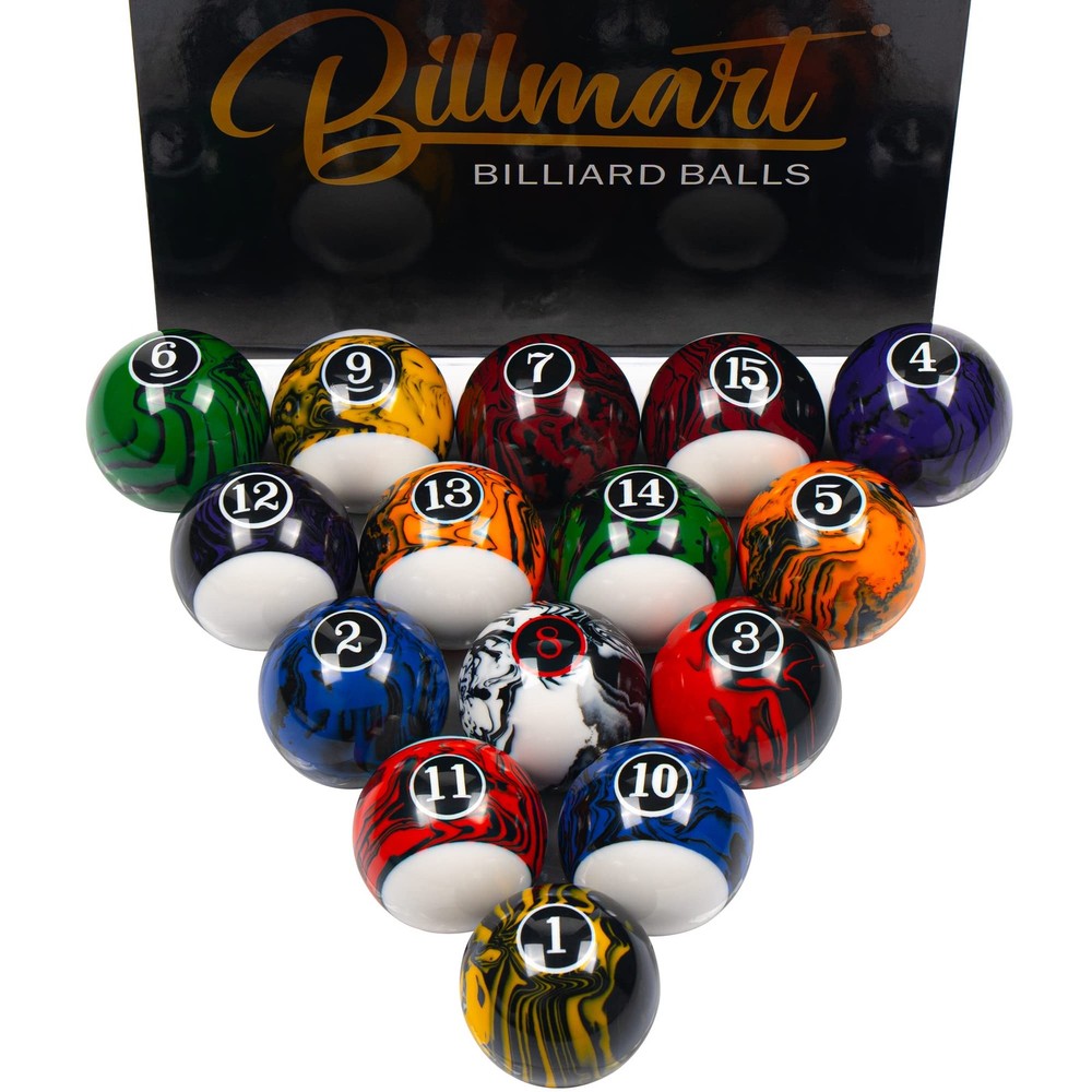 Billiard Balls Set 16 Pool Table Balls (Black Marble Premium)