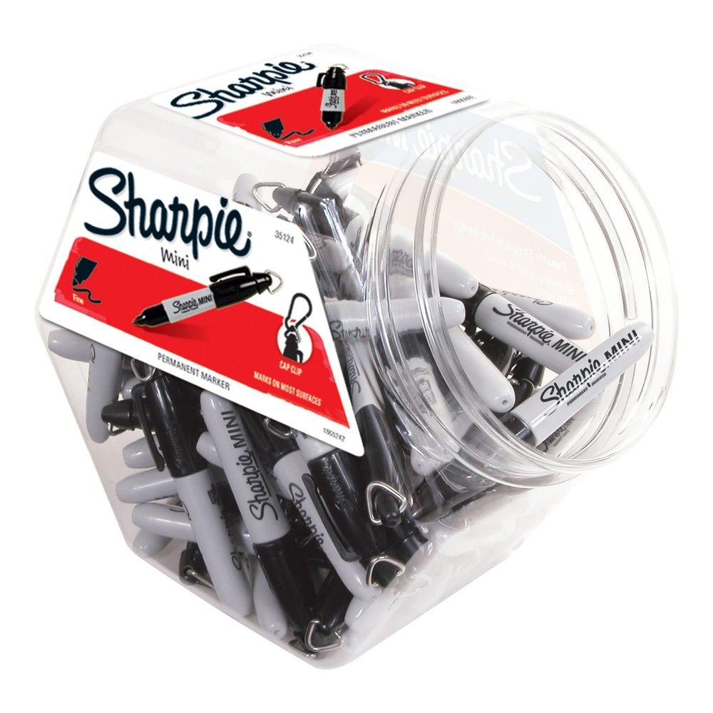 Permanent Mini Markers, Fine Point, Black, 72-Pack Canister