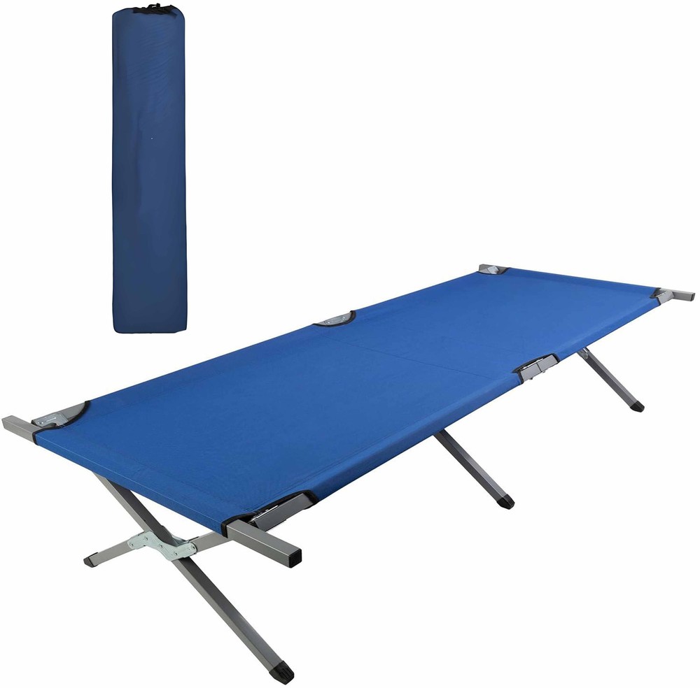 Portable Folding Camping Cot with Carrying Bag Army Blue