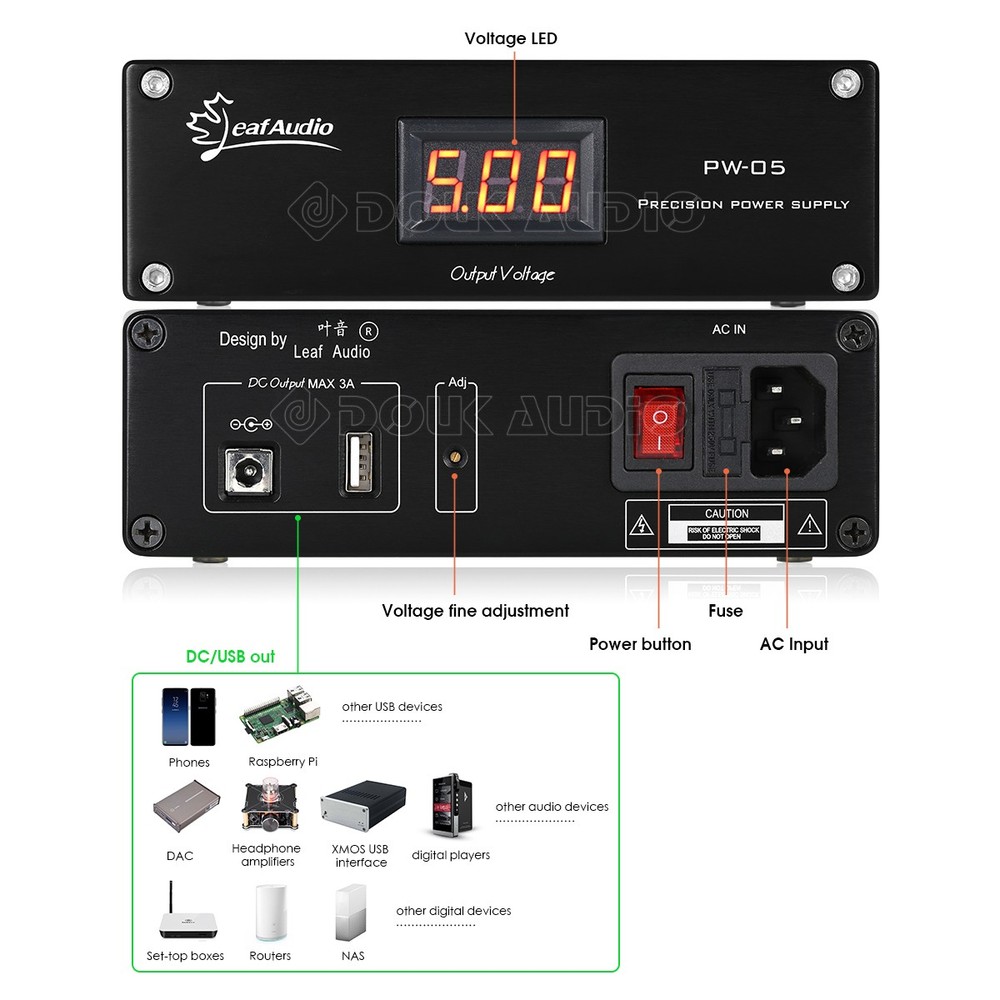 Regulated Linear Power Supply USB/DC 5V/12V for HiFi Audio XMOS USB interface