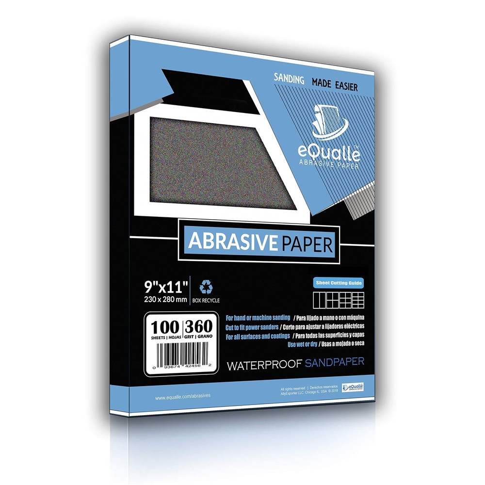 360 Grit Sandpaper Sheets 100Pack 9x11 in Bulk Sandpaper Multi-Surface Precis...