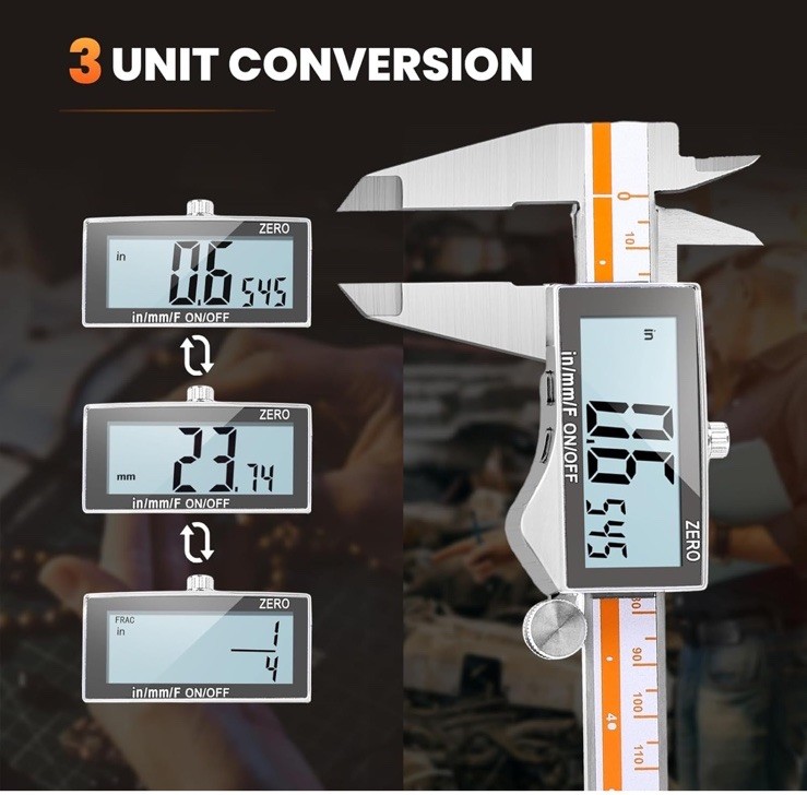 Digital Caliper, Caliper Measuring Tool with Backlight LCD Scree...