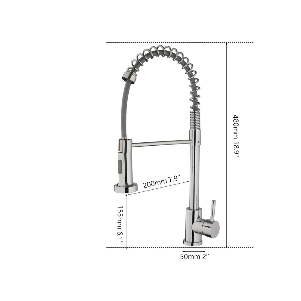 Chrome Kitchen Basin Faucet Swivel&Pull Down Spout Mixer Single Handle&Hole Taps